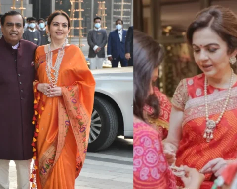 Nita Ambani's Orange Bandhani Saree