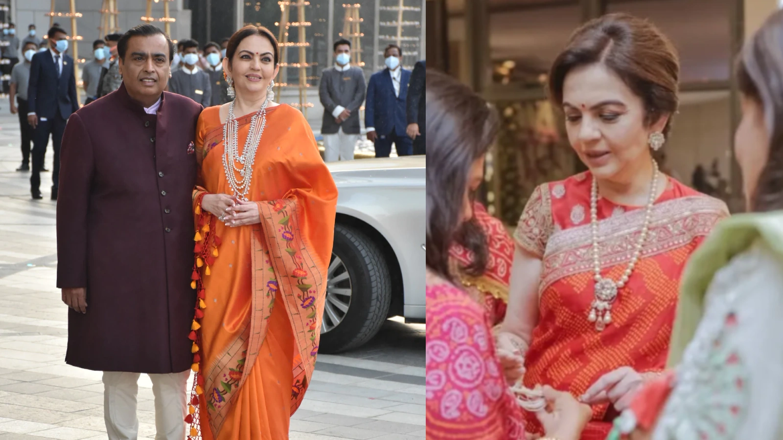 Nita Ambani's Orange Bandhani Saree