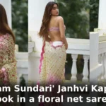 'Param Sundari' Janhvi Kapoor look in a floral net saree
