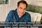 Dharmendra Hospitalised: Veteran actor Dharmendra's health deteriorates, admitted to Breach Candy Hospital in Mumbai